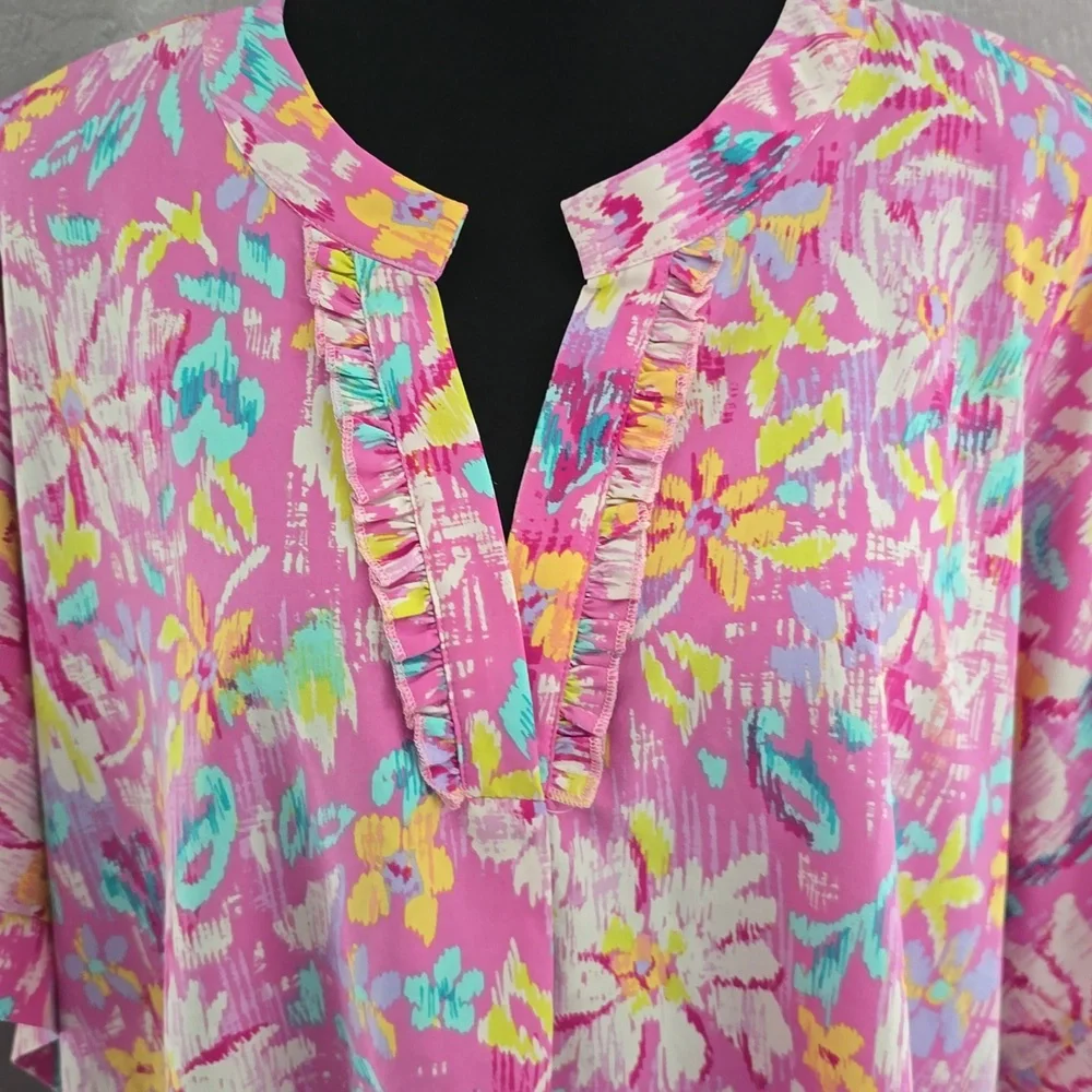 Emily Wonder Pink Floral Blouse, Size 2X - Picture 6 of 11